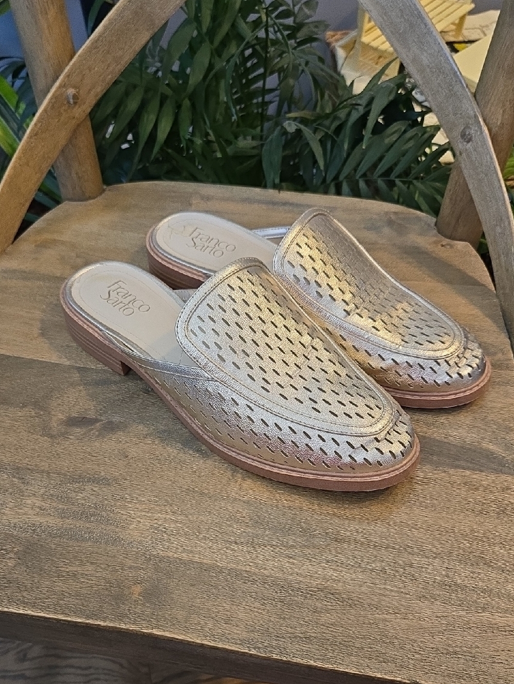 Franco Sarto Women's Metallic Gold Slip-On Mules